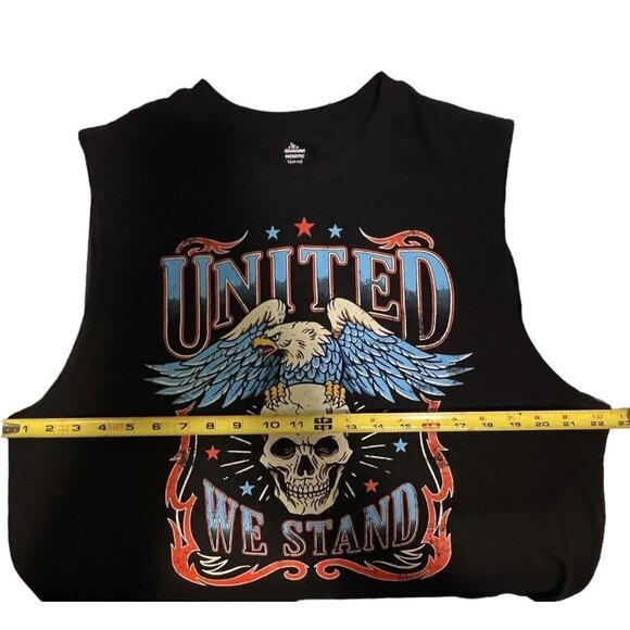 CELEBRATE PATRIOTIC Black Muscle Shirt Men's Large (42-44) Skulls Eagle NWT - Picture 10 of 12
